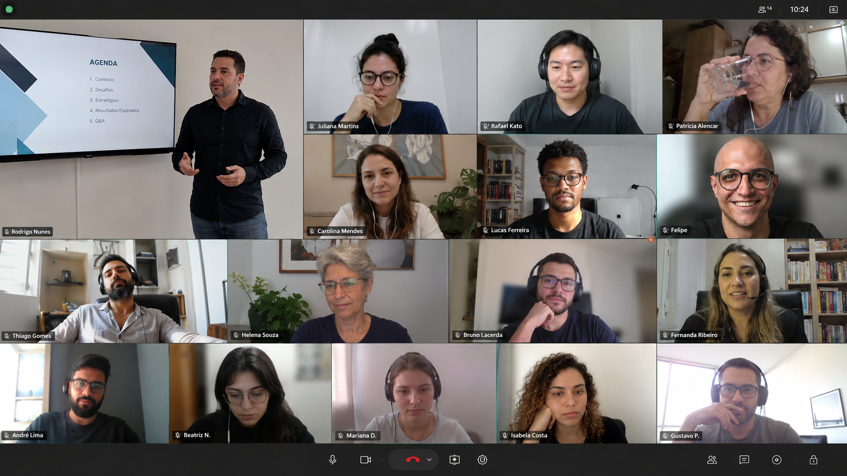 Treinamento NeuroVoice online ao vivo com participantes em videochamada